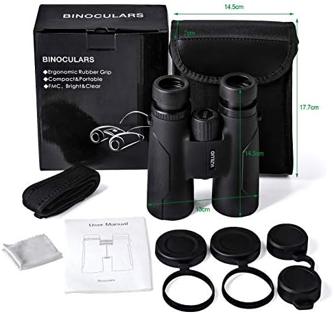 Compact Binoculars for Adults,BAK4 Prism FMC Lens,Waterproof 12x42 High Power HD Binocular Telescope for Bird Watching Hunting Stargazing Travel Wildlife Sightseeing Sports Concerts, with case & Strap