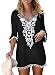 BLENCOT Women's Crochet Chiffon Tassel Swimsuit Bikini Pom Pom Trim Swimwear Beach Cover up-Black Small