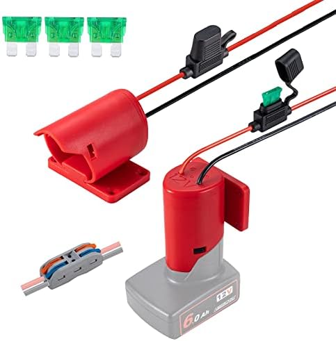 Power Wheel Adapter for Milwaukee M12 12V Battery with Fuse & Wire terminals, Power Connector 14 Gauge Robotic for Rc Car, Robotics, Rc Truck,DIY use, Work for Milwaukee M12 48-11-2420 48-11-2411