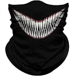 Obacle Motorcycle Face Mask Sun UV Dust Wind Protection Durable Tube Mask Bandana Skeleton Face Mask for Men Women Bike Riding Cycling Biker Fishing Hunting Outdoor Festival (Open Mouth Black Mask)