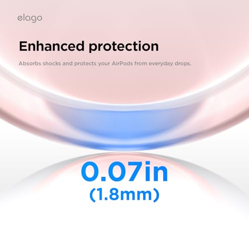 Image of elago Clear Case for AirPods Pro 3 | Lanyard Included, Strap Included, Reduced Yellowing, Shockproof, Full Protection (Lovely Pink)