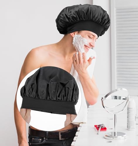 ValueBargain 3Pcs Bonnet Men, Verstellbare Bonnet Herren aus Seide für Natürliches Haar, Weiches Nachtaccessoire mit Breitem Band gegen Haarbruch