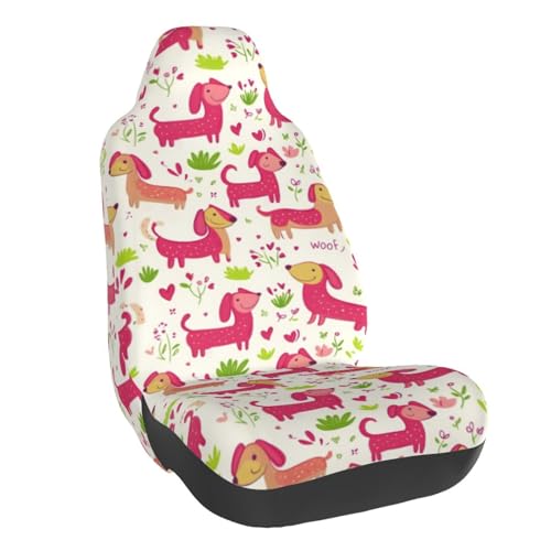 Housses de siège teckel et roses (lot de 2) pour voiture et SUV