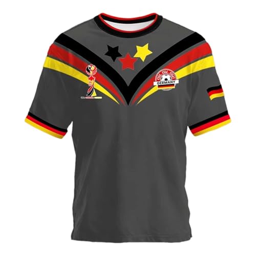 Herren Fußball T-Shirt DeutschlandTrikot DeutschlandHome TrikotJersey Klassisches Herren WM-Shirt SommerFußball Freizeit Fans Top Public Viewing Tee Shirt 2026 (1-Grey, XXS)