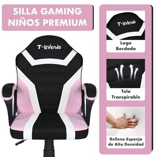 Miniatura 7 de Silla Gaming U Oficina Niños Infantil De Tela Giratoria Ergonómica Estudio O Escritorio Con Ruedas Brazos Diseño Moderno Sillón Gamer Ordenador Videojuegos