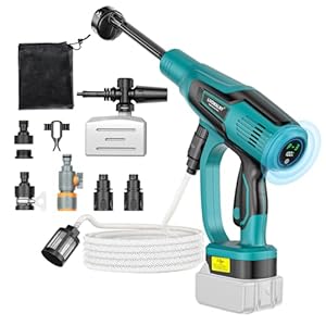 LIVOWALNY Akku Hochdruckreiniger 18V kompatibel mit Makita (ohne Akku), 82 bar mobiler Druckreiniger, bürstenlos, 6L/min, 3 Stufen, 6-in-1 Düse, tragbar für Auto, Garten, Terrasse