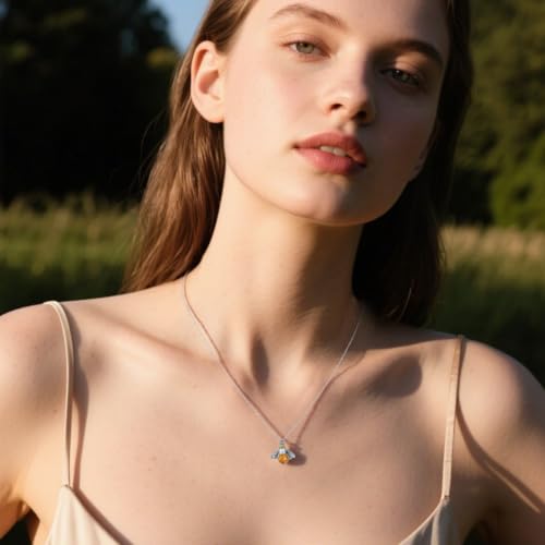 SLUYNZ Solid 925 Sterling Silver Queen Bee Choker Necklace for Women Teens Crystal Bee Pendant Necklace Mother's Day Gifts2