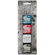 Tim Holtz Ranger Distress Mini Ink Kit 18 Includes Unchartered Mariner, Lumberjack Plaid, Lost Shadow, and Scorched Timber, Multicoloured, 1 x 1 cm