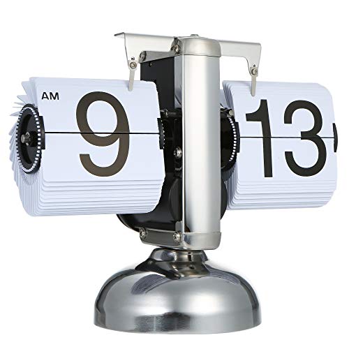 Yuwao Relógio de mesa de pequena escala retrô flip over clock aço inoxidável flip interno com engren