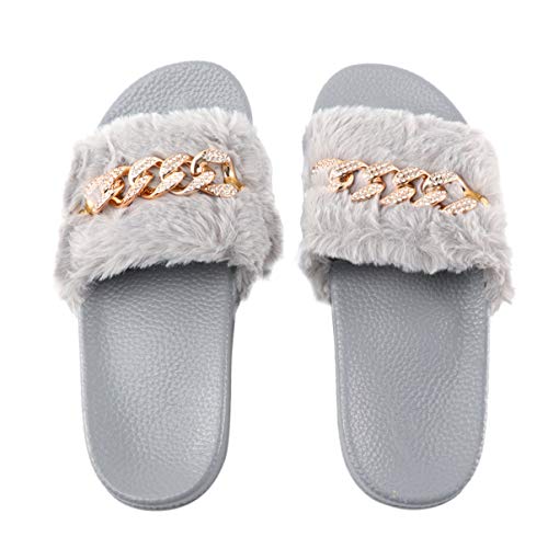 Happyyami Plush Slippers Summer Fluffy Slippers for Women Girls Indoor Outdoor - Main Image