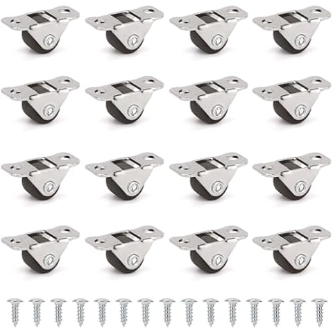 16Pcs 0.5 Inch Caster Wheels Tiny, Low Profile Small Casters Wheels, Self Adhesive Mini Caster Wheels for Appliances, Furniture,DIY Storage Box (One-Directional) Cover