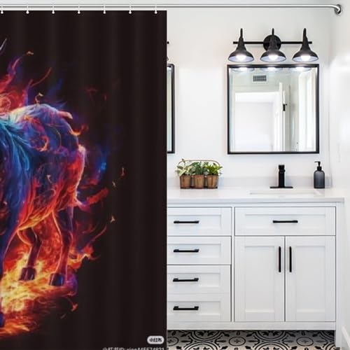Rideau de douche chèvre lavable 183x183cm en tissu polyester imperméable avec crochets - 5