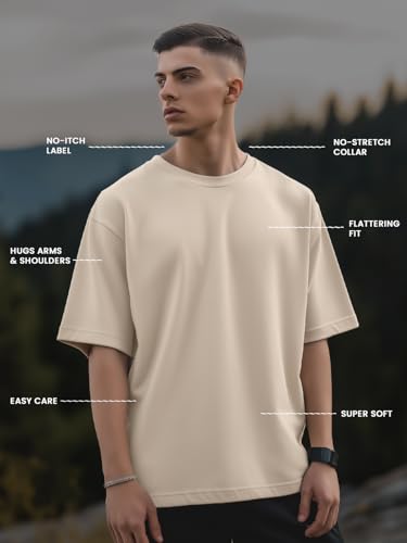 Image of Nobero Men's Oversized Graphic T-Shirt for Men | Soft Cotton | Drop Shoulder Relaxed Fit | Printed Casual Tshirt for Men