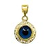 Sterling Silver 18 Karat Gold Overlay Greek Key Theme Double Sided Evil Eye Pendant Charm