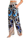 Picture of QIANXIZHAN Women's Boho Pants, Wide Leg High Waist Harem Pants Hippie Yoga Clothes with Pockets