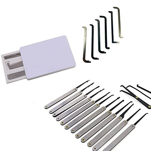 QiDAi Locksmith Trainings-Set für Anfänger, 15 Dietrich-Haken, 6 Spannschlüssel und 5 Mini-Taschenwerkzeuge
