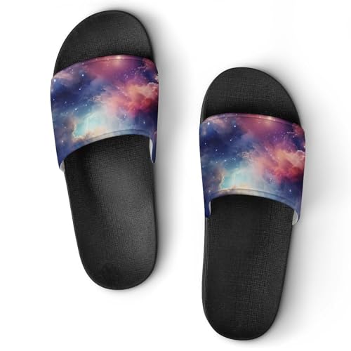 Galaxy Starry Night Space Art House Sandals Non-Slip Bathroom Slippers Beach Summer Shoes for Men Women