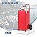 35 Gallon Fuel Caddy With Manual Pump Heavy Duty Portable Gas And Diesel Storage Tank With 2 Wheels,Lockable Cap and Diamond Pattern For Cars Boats ATVs Lawn Mowers Red 15.75 * 21.16 * 44.87 Inch