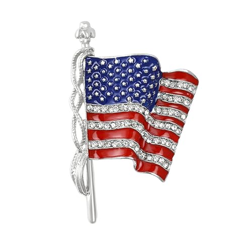 Image of coadipress American Flag Brooches for Women Men Rhinestone Crystal 4th of July American Patriotic Flag Brooches Pins Sparkle Veterans Independence Day Accessory Gifts