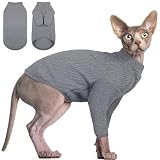 DENTRUN Sphynx Hairless Cats Shirt Pullover Kitten T-Shirts, Breathable Cat Wear Turtleneck Sweater Adorable Cat's Clothes Vest Pajamas Jumpsuit