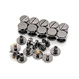 TSUKURIRO 真鍮 シカゴスクリュー 組ネジ コンチョ バッグ ベルト レザークラフト DIY ハンドメイド パーツ (ブラック 16個セット)