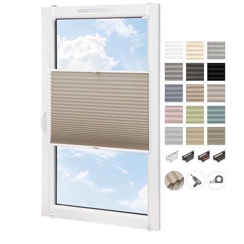 Mardom Estor plisado térmico sin agujeros a medida, 17 colores y 7 colores de perfil, plisado opaco de altura ajustable, para ventanas, protección solar y privacidad, altura 50-149 cm, ancho 30-129 cm