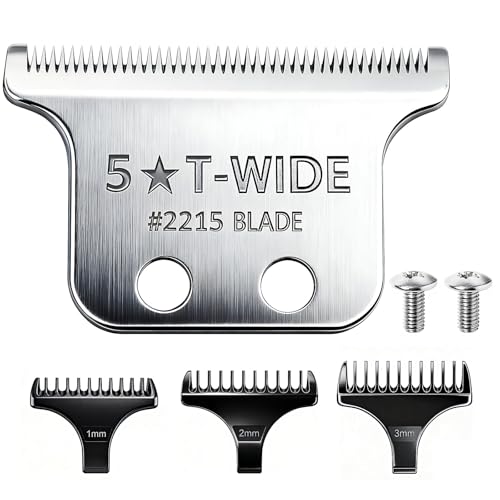 Replacement 2215 T Wide Blades Adjustable Trimmer Blade compatible with Wahl Professional 5 Star Series 8081 and 8171 Hair Clippers Blades-Model 2215 (1 Pc Silver)