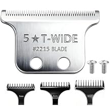 Replacement 2215 T Wide Blades Adjustable Trimmer Blade compatible with Wahl Professional 5 Star Series 8081 and 8171 Hair Clippers Blades-Model 2215 1 Pc Silver