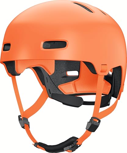 ABUS XOXO Bicycle Helmet - City Helmet in Skater Look - Helmet for Skateboard, Bike, Scooter - with Optimised Chin Pad - for Teenagers and Adults - Size S, Mono Orange