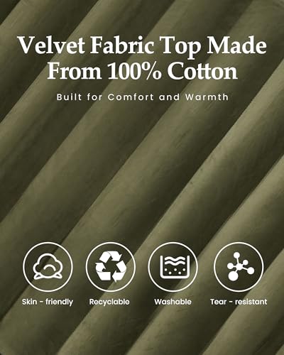 Image of Inflatable Sleeping Pad for Camping, Extra-Thick 4.75 inch Single Air Mattress with Soft Velvet Top, Machine Washable, Family Lightweight 4-Season Pad for Traveling & Hiking, Green