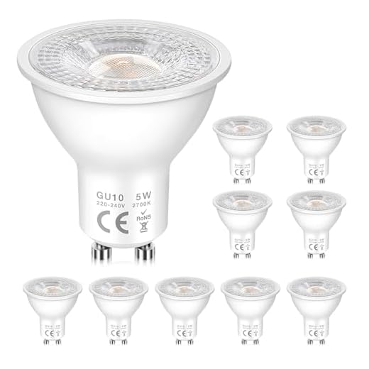 GU10 LED Warmweiss Lampe 5W, Ersetzt 50W Halogen, Reflektor LED Spots 2700K Warmweiß, 500LM, Abstrahlwinkel 120° , Nicht Dimmbar Energiesparlampe, für Spurleuchten, Eingebrauchte Lichter, 10 Stück