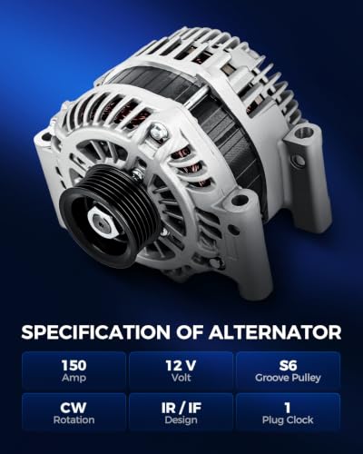 Image of KAX Alternator 11270N Compatible With Ford Escape 2008 Replace 11270N 12V 150Amp CW 6-Groove Pulley