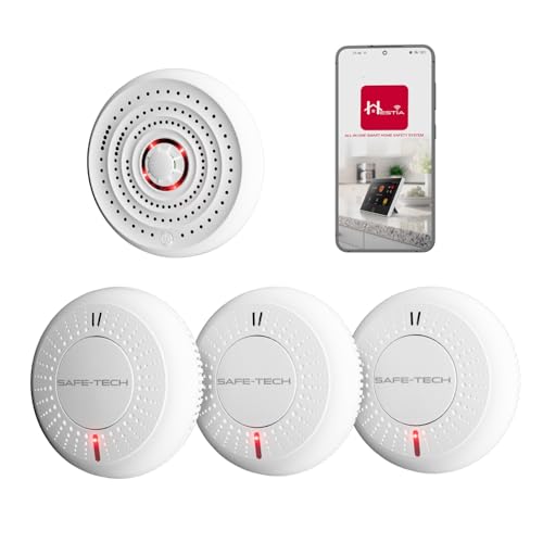 SAFE-TECH Smoke Alarms Bundle with Interlinked Smoke and Heat Alarms, Model F1, 10-Year Battery