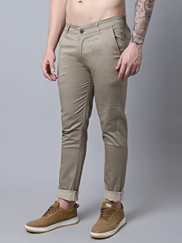 Image of Majestic Man Slim Fit Casual Trousers for Men (36, Beige)