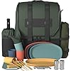 Fern & Soul Picnic Backpack for 4 - Stylish Insulated Picnic Basket Set with Blanket, Wine Cooler Bag, Unbreakable Dinnerware Set Made to Last - Engagement Gifts for Couples, Family, Beach, Camping
