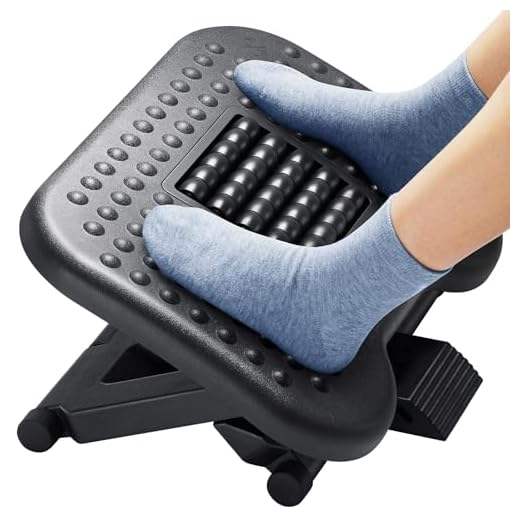 HUANUO Footrest Under Desk - Adjustable Foot Rest with Massage Texture and Roller, Ergonomic Foot Rest with 3 Height Position, 30 Degree Tilt Angle Adjustment for Home, Office