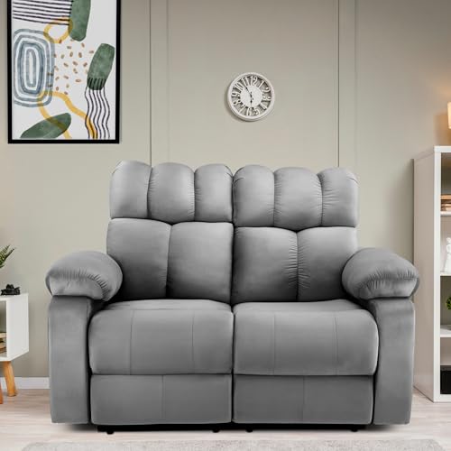 Image of Little NAP Helios Soft Suede Fabric Two Motorized Standard Recliner | Padded 2 Seater Aaram Sofa | Relaxing Chair for Home Office Living Bed Room | Grey