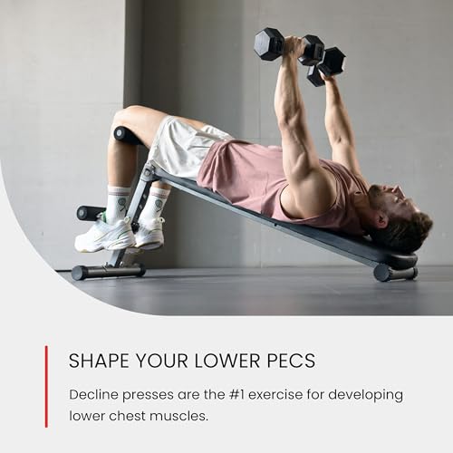 Finer Form Gym-Quality Adjustable Sit Up Ab Bench & Decline Weight Bench for Home Gym Strength Training. Supports 660lbs. Extended Backrest for Support. Great for Decline Bench Press & Core Workouts - Thumbnail 3