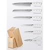 Knife Set, D.Perlla 8 Pieces Kitchen Knife Set with Built-in Sharpener, HIgh Carbon German Stainless Steel Knife Block Set with Unique Waved Pattern, Non-slip Handle, White