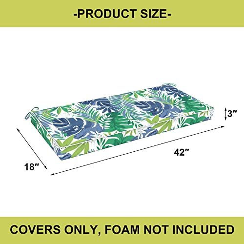 Dytxiii Patio Outdoor Cushion Cover 42 X 18 X 3 Inch, Water Repellent Seat Cushion Slipcovers With Zipper For Bench Loveseat Swing Furniture Replacement Cover Only 1 Pack, Islamorada Blue Green #TOP2