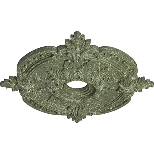 Image of Ekena Millwork CM28BEAGC Benson Classic Ceiling Medallion, 28-3 /8 inch x 4-1 /2 inch x 1-5 /8 inch, Athenian Green Crackle