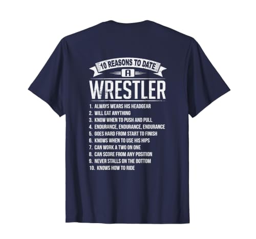 10 Reasons to Date Wrestler Wrestling Fan T-Shirt, Men, Navy Blue, XX-Large