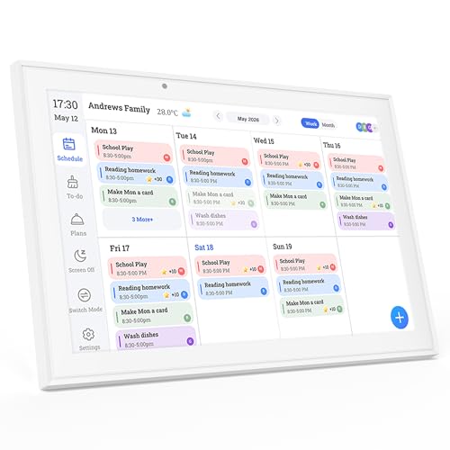 Digital Calendar, 10.1-inch Smart Wall Planner Electronic Calendar & Chore Chart, Smart Touchscreen Interactive Display for Family Schedules, Organize Your Daily & Family Routines, Desk & Wall Mount
