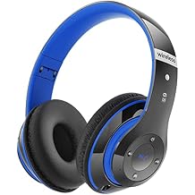 Bluetooth Headphones Over Ear, 6S Foldable Wireless Headphones with 6 EQ Modes, 40 Hours Playtime HiFi Stereo Headset with Mic, Soft Ear Pads, TF/FM for Cellphone/PC/Home Black & Blue