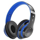 Picture of Bluetooth Headphones Over Ear, 6S Foldable Wireless Headphones with 6 EQ Modes, 40 Hours Playtime HiFi Stereo Headset with Mic, Soft Ear Pads, TF/FM for Cellphone/PC/Home (Black & Blue)