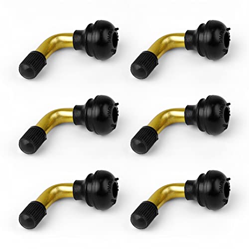 GEBAUM Válvula de Neumático sin Cámara, 6 Piezas 90 Grados Adaptador Válvula de Rueda, Latón Válvula de Neumático sin Cámara Adecuado para Motos, Coches, Bicicletas Cover