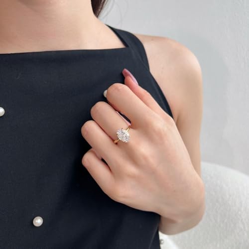 3.5CT 18K White/Gold Plated Lab Grown Diamond Oval Cut Ring, D Color VVS1 Clarity Simulated Rings for Women, Eternity Promise Ring for Wedding Engagement Anniversary4