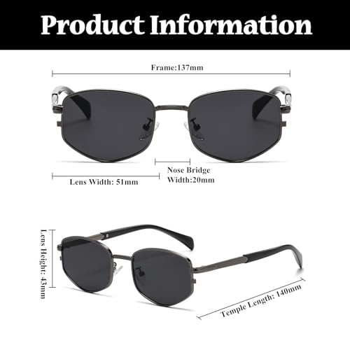Image of LJCZKA Trendy Square Metal frame Sunglasses for Women Men Retro Polygon Sun Glasses Luxury Classic Shades