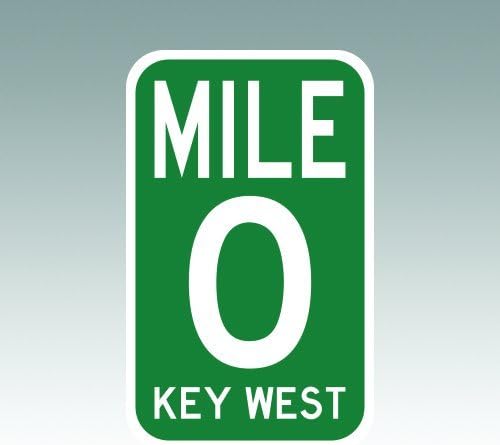 Mile Marker 0 Sticker - Die Cut - Decal - RDW Key west Zero US1 HWY 1 Highway 2.78" x 4.50"