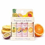 Island Soap & Candle Works Tropical Lip Balm Stick Sample Pack – 4 Pack Assorted Flavors – Moisturizing Lip Balm Sticks – Smooth, Nourishing Formula – Handmade in Hawaii